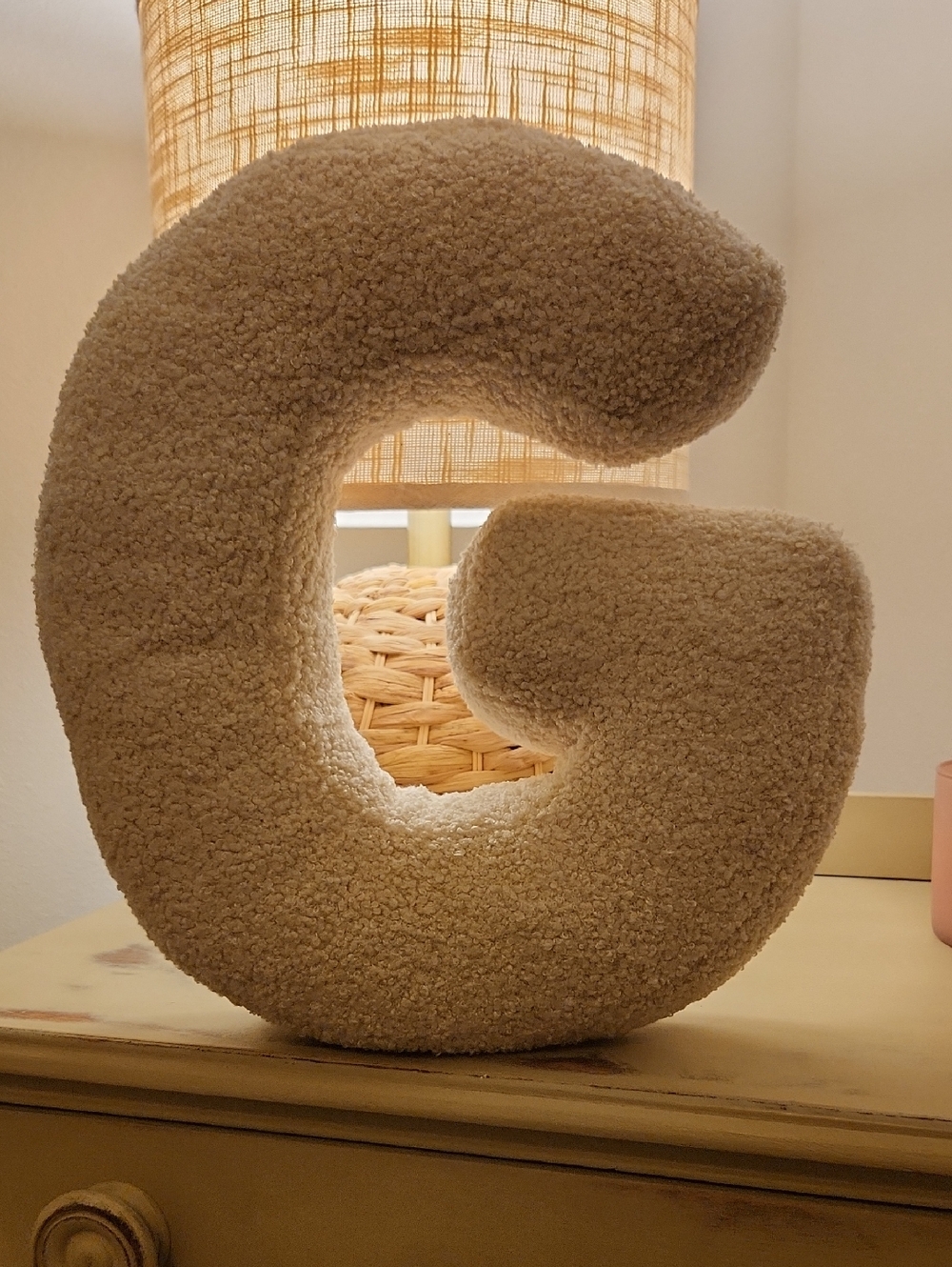 Decorative Plush Letter G Pillow - Cream Home Accent